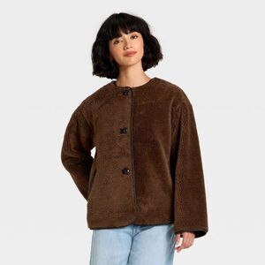 Universal Thread - Women's Faux Sherling Coat - Universal Thread Dark Brown